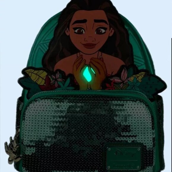 Loungefly Moana Heart of Te Fiti Sequins Mini Backpack NWT - Picture 2 of 7